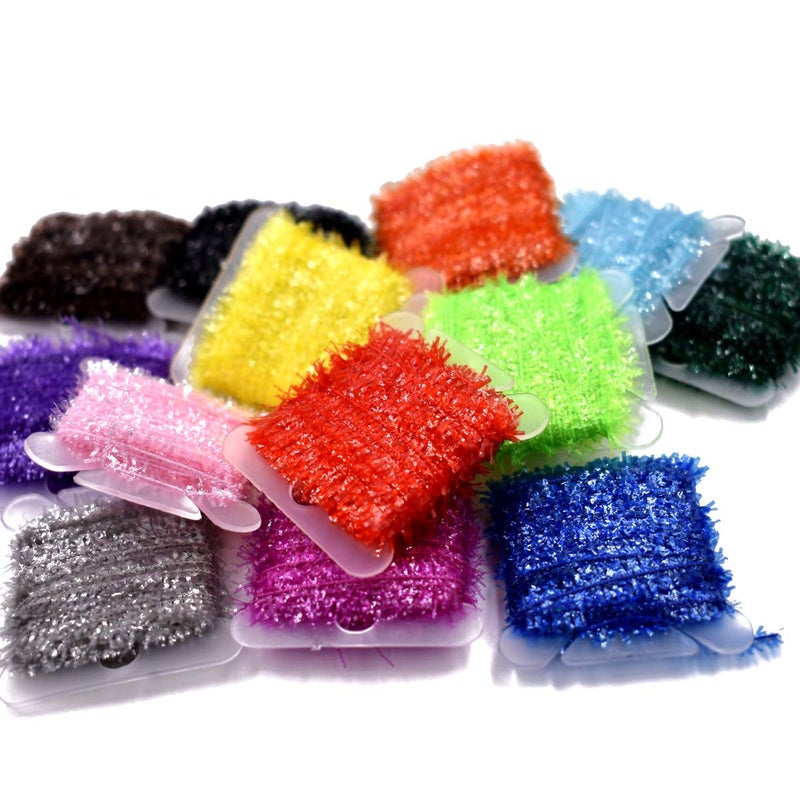 PHECDA PROFLY 15 Cards Multi Colors Tinsel Chenille Line Crystal Flash Line Fly Fishing Tying Material for Nymphal Bugs Scud (15 Cards-75M) - Image 2